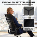 Sedia da Ufficio Ergonomica 64x69,5x110-120 cm con Braccioli Ribaltabili Dondolo e Altezza Regolabile in Rete Nero      