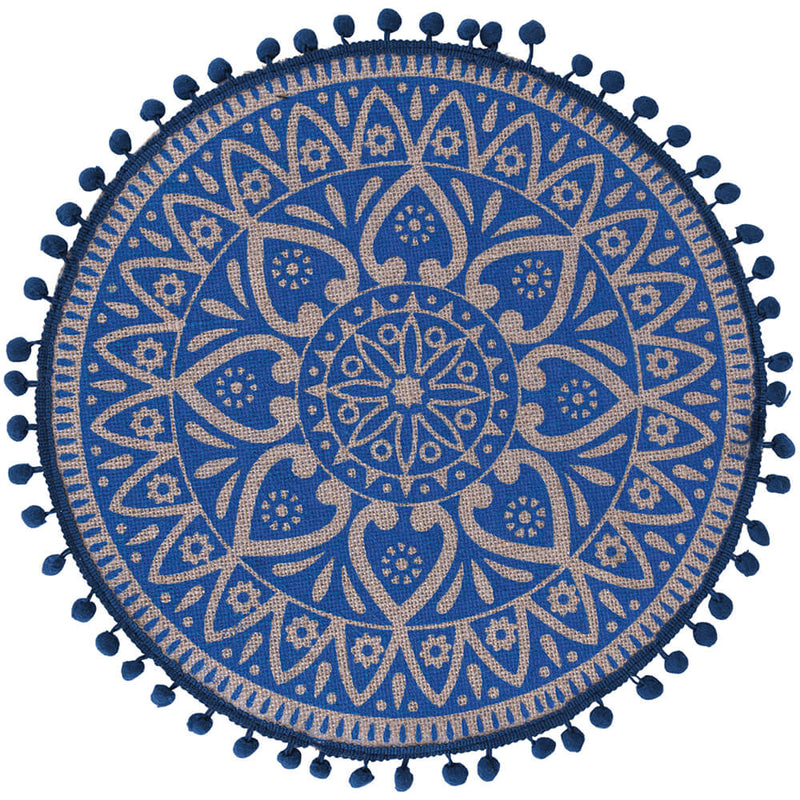 Set 6 Tovagliette Ø38 cm  in Juta VdE Tivoli 1996 Blue Blu e Beige