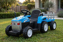 Trattore Elettrico per Bambini 12V con Rimorchio Blu