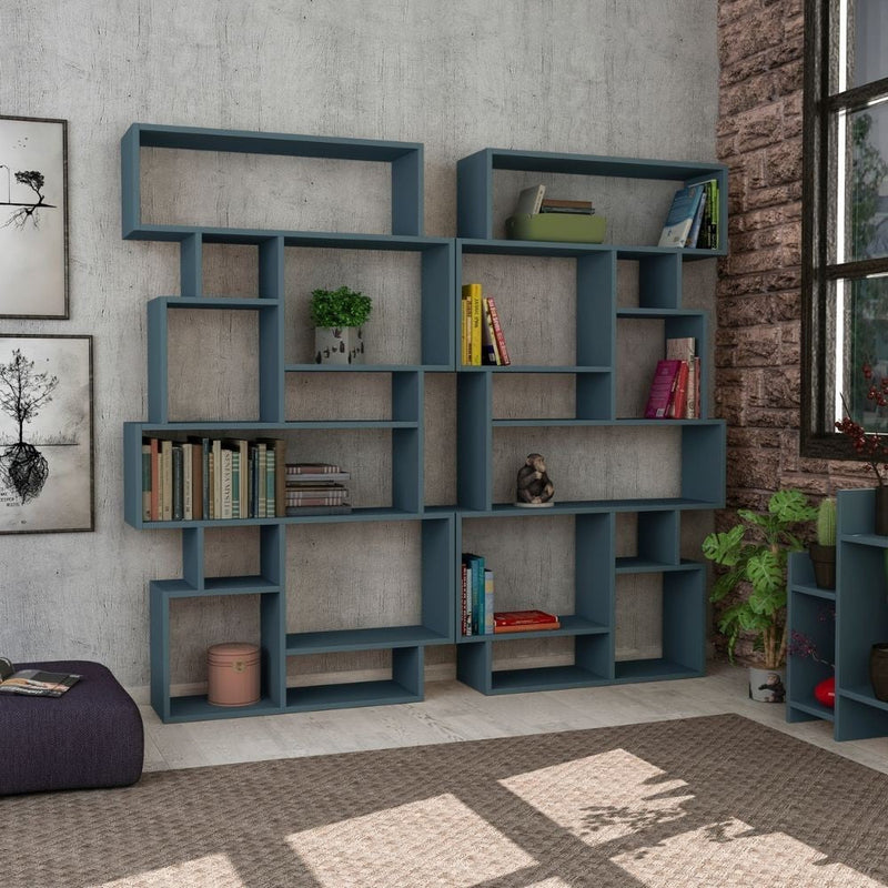 Libreria orizzontale bifacciale 96x25,5x168,5 cm turchese