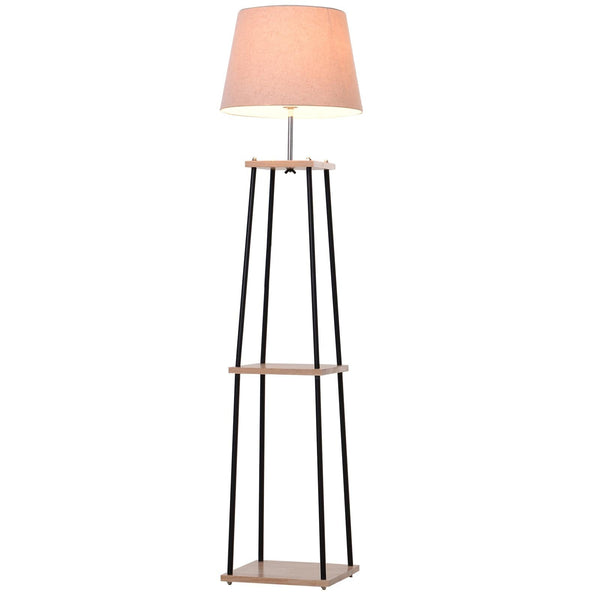 Lampadaire en tissu avec 3 étagères 40x40x160 cm Beige acquista