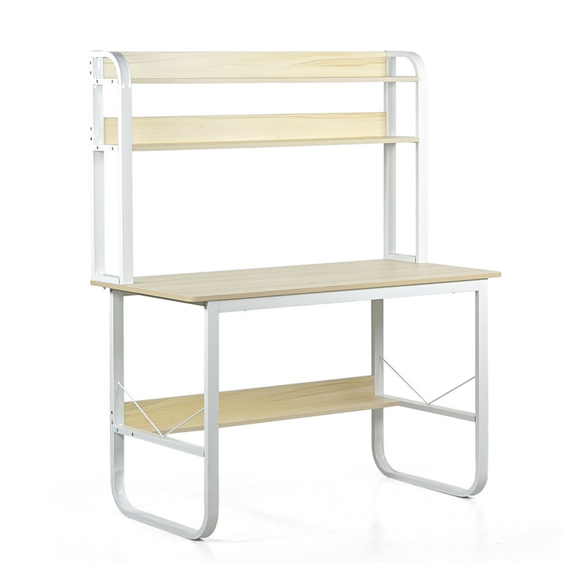 Scrivania da Ufficio 120x60x75 cm in Metallo e Legno Squirt Bianco/Frassino