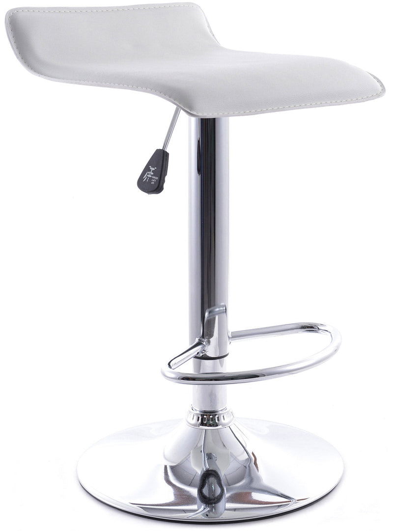 Sgabello con Alzata a Gas e Seduta Girevole in Similpelle Vandi Bianco