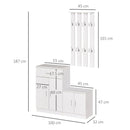 Mobile Ingresso con Scarpiera e Appendiabiti in Legno Bianco Opaco 100x32x187 cm 