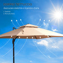 Ombrellone da Giardino 2,94x2,94m in Alluminio e Poliestere Cachi