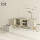 Mobile TV Fino a 50" 110x29x46,5 cm con 2 Cassetti Removibili e 2 Ripiani Aperti in MDF e Tessuto non Tessuto Color Legno Beige      