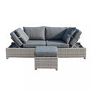 Divano con Pouf Ecuador e Cuscini in Wicker Grigio