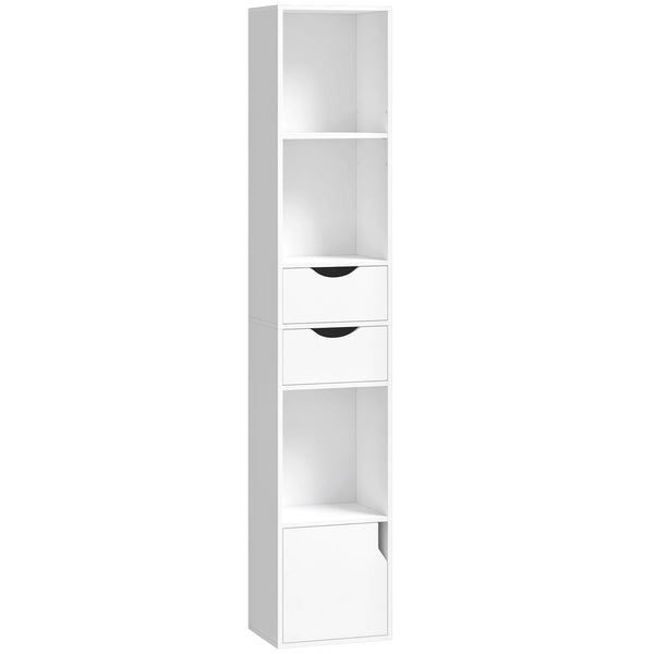 online Libreria 30x24x158 cm con Cassetti e Ripiano Regolabile in Legno Bianco