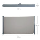 Tenda Laterale Frangivista da Giardino 3x1,60m in Alluminio e Tessuto  Grigio