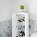 Mobile da Bagno a Colonna 35x31,5x144 cm con 2 Ante e Ripiani in Legno Bianco  