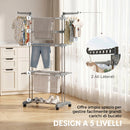 Stendibiancheria Pieghevole a 5 Livelli 73x64x172 cm con Ruote in PP e Acciaio Grigio      