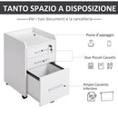 Cassettiera Portadocumenti da Ufficio 39,2x40x65,4 cm 3 Cassetti  Bianca