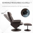 Poltrona Relax Reclinabile 80x69x110 cm con Seduta Girevole e Pouf Poggiapiedi Marrone