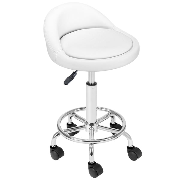 Sgabello Seduta imobottita e Schienale Basso con Ruote Base Acciaio 360 Bianco sconto