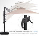 Ombrellone a Sbalzo a Doppia Copertura 268x268x265 cm Base a Croce e Pesi Beige   