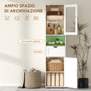Mobile a Colonna Bagno 40x30x165 cm con 2 Armadietti Cassetto e Ripiano Aperto in Legno Bianco      