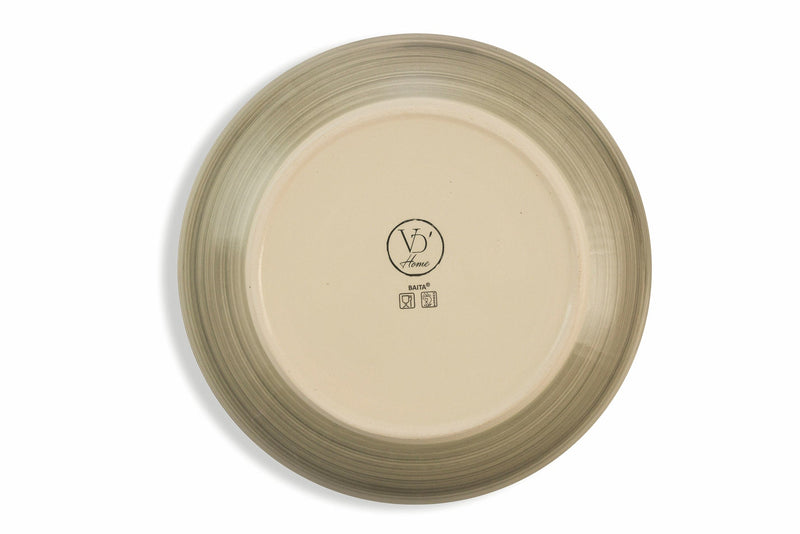 Set 6 Piatti Piani Ø27x3,5 cm in Gres Villa d'Este Home Tivoli Baita 2 Rosso e Grigio