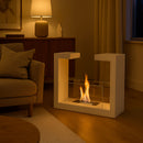 Camino a Bioetanolo da Terra Venus Free Standing Geometrico e Vetri Protettivi Serbatoio 850 ml in Acciaio Verniciato Bianco      