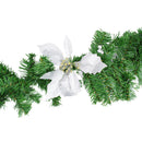 Ghirlanda Natalizia Ramo di Albero 2m con Agrifoglio e Decori Argento