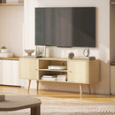 Mobile TV da 55" con 2 Armadietti e 2 Ripiani Aperti 120x34x50 cm in Legno e Truciolato Color Legno      