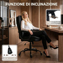 Sedia Ufficio Ergonomica 63x70x102-112 cm in Tessuto Effetto Lino con Altezza Regolabile Funzione Dondolo Capacità 120 kg Nero      