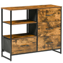 Cassettiera 4 Cassetti in Tessuto Pieghevole e 2 Ripiani 84x30x71,5 cm in Stile Industriale Marrone