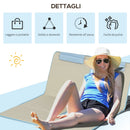 Set 2 Sdraio da Spiaggia 53x124x35-45 cm con Schienale Regolabile e Poggiatesta Beige e Azzurro   