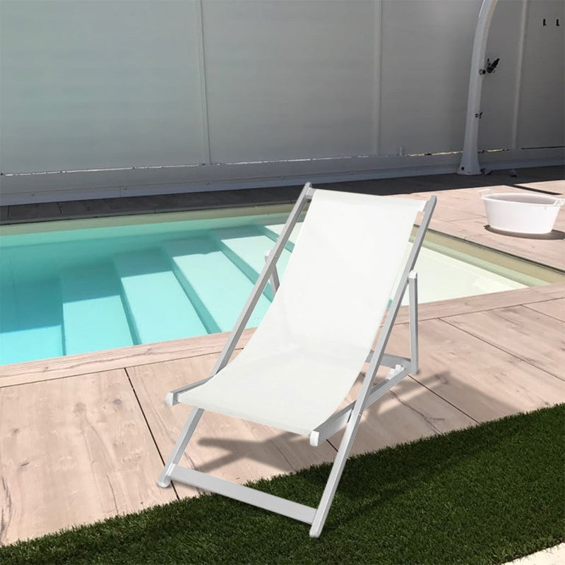 Sedia Sdraio Pieghevole 3 Posizioni in Alluminio e Textilene Blu