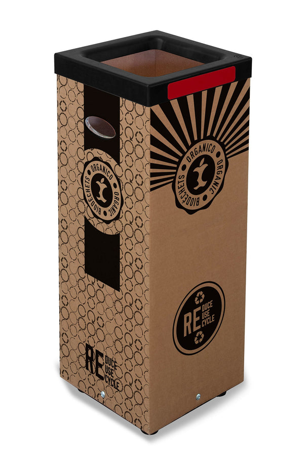 acquista Pattumiera Per Raccolta Rifiuti 28x28xh70 cm in Cartone Con Stampa Grafica Organico Beige