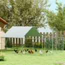 Recinto per Galline da 12 mq 300x400x195 cm per 12-18 Animali con Tetto Impermeabile Mangiatoia e Posatoio Argento  