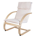 Poltrona Relax con Struttura in Legno Rivestimento Sfoderabile in Tessuto Panna