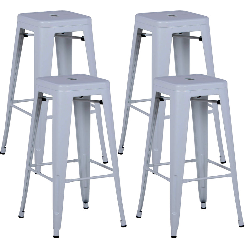 Set 4 Sgabelli da Bar Alto in Metallo Victoria Bianco
