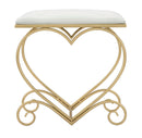 Sgabello Heart Crema 50x37,5x51,5 cm in Ferro e MDF e Spugna e Poliestere Oro e Rosa