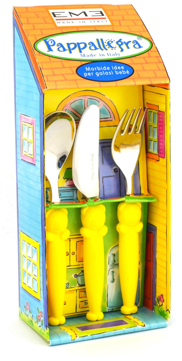 acquista Eme Pappallegra Ensemble de couverts en acier jaune pour enfants