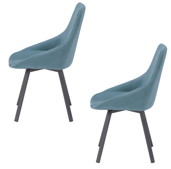 Set 2 sedie Imbottite 51x60x88 cm In Tessuto Suet Asia Petrolio prezzo