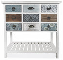 Consolle 9 Cassetti con Portaceste 80x32,5x82 cm in Legno Soriani Bianco Anticato