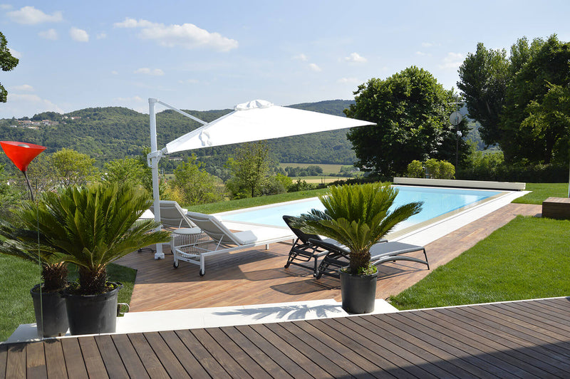 Ombrellone da Giardino Decentrato 3x3m in Alluminio Telo in Poliestere Mosini Jazz Bianco