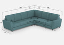 Divano Angolare 6 Posti 288x248x85 cm Yasel in Tessuto Petrolio