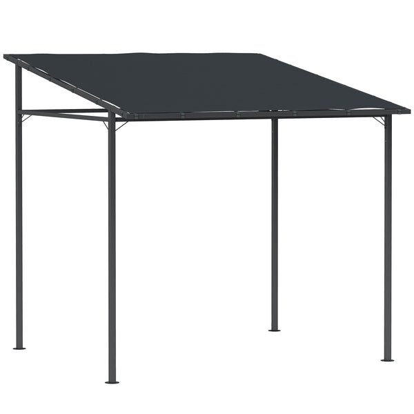Gazebo Pergola Addossata Inclinata con Chiusure a Strappo 238x238x235-194 cm Grigio Scuro sconto