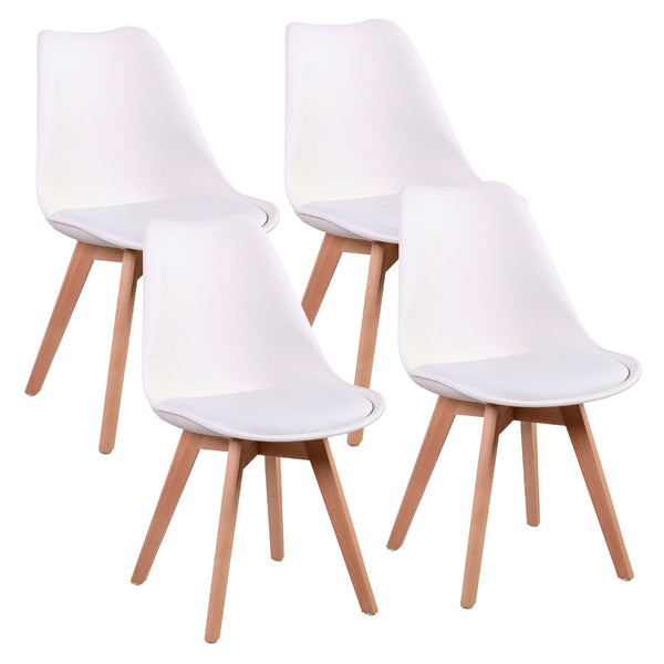 Set 4 Sedie Ergonomiche 53,5x48,5x83 cm Gambe in Legno Candice Bianco acquista
