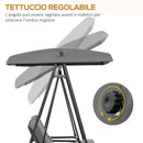 Dondolo da Giardino 2 Posti 144x117x173 cm con Tettuccio Regolabile e Cuscini in Acciaio e Poliestere Grigio 