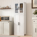 Mobile Bagno Alto 60x30x170 cm Ante Superiori in Vetro in MDF Bianco  