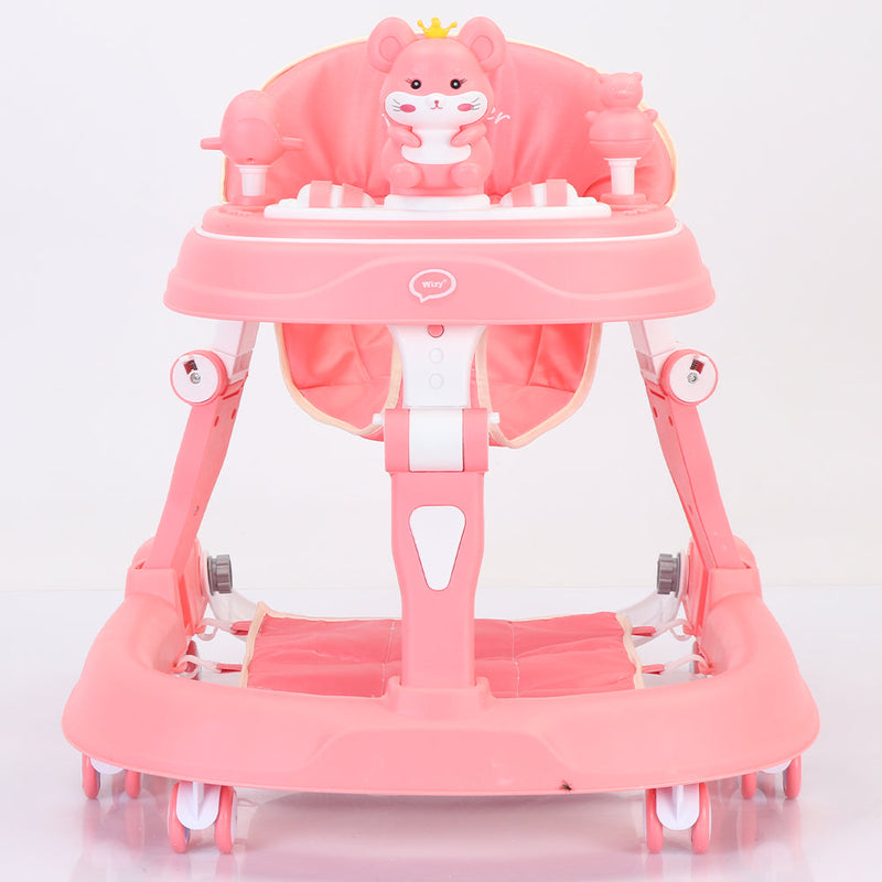 Girello Bambini PRO Primi Passi Chiusura Salvaspazio con Giochi Interattivi Rosa