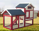 Pollaio da Giardino 152x62x92 cm Per 3 Galline in Legno Rosso e Bianco