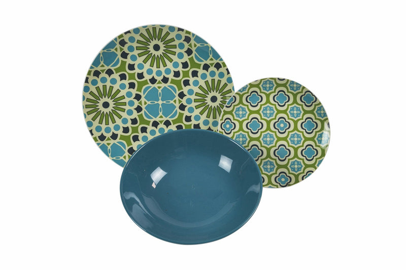 Servizio Piatti 18 Pezzi in Porcellana e Gres 6 Posti in 3 Diversi Decori Villa d'Este Home Tivoli Agadir