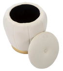 Puff Contenitore Paris Ø43x43 cm in Legno Spugna e Poliestere Crema e Oro