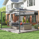 Pergola da Esterno 4x3 m con Tettuccio Retrattile in Metallo e Poliestere Grigio Scuro      