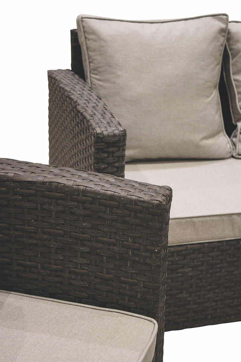 Set da Giardino Divano 2 Poltrone e Tavolino in Rattan Soriani Paros Grigio