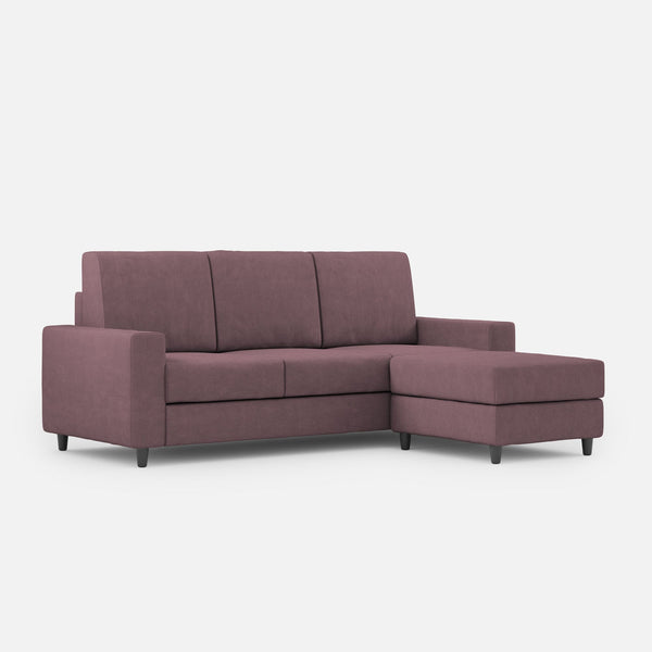 online Divano 3 Posti con Pouf 208x155x85 cm Sakar in Tessuto Prugna