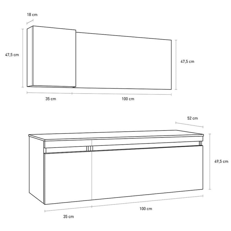 Mobile da Bagno sospeso Bali 01 Twist Piombo TFT
